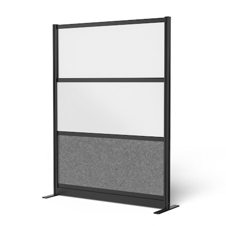 Luxor Workflow Modular Wall Room Divider System - Black Frame - 53" x 70" Wide Panel Starter Wall with Whiteboard MW-5370-FWCGWB